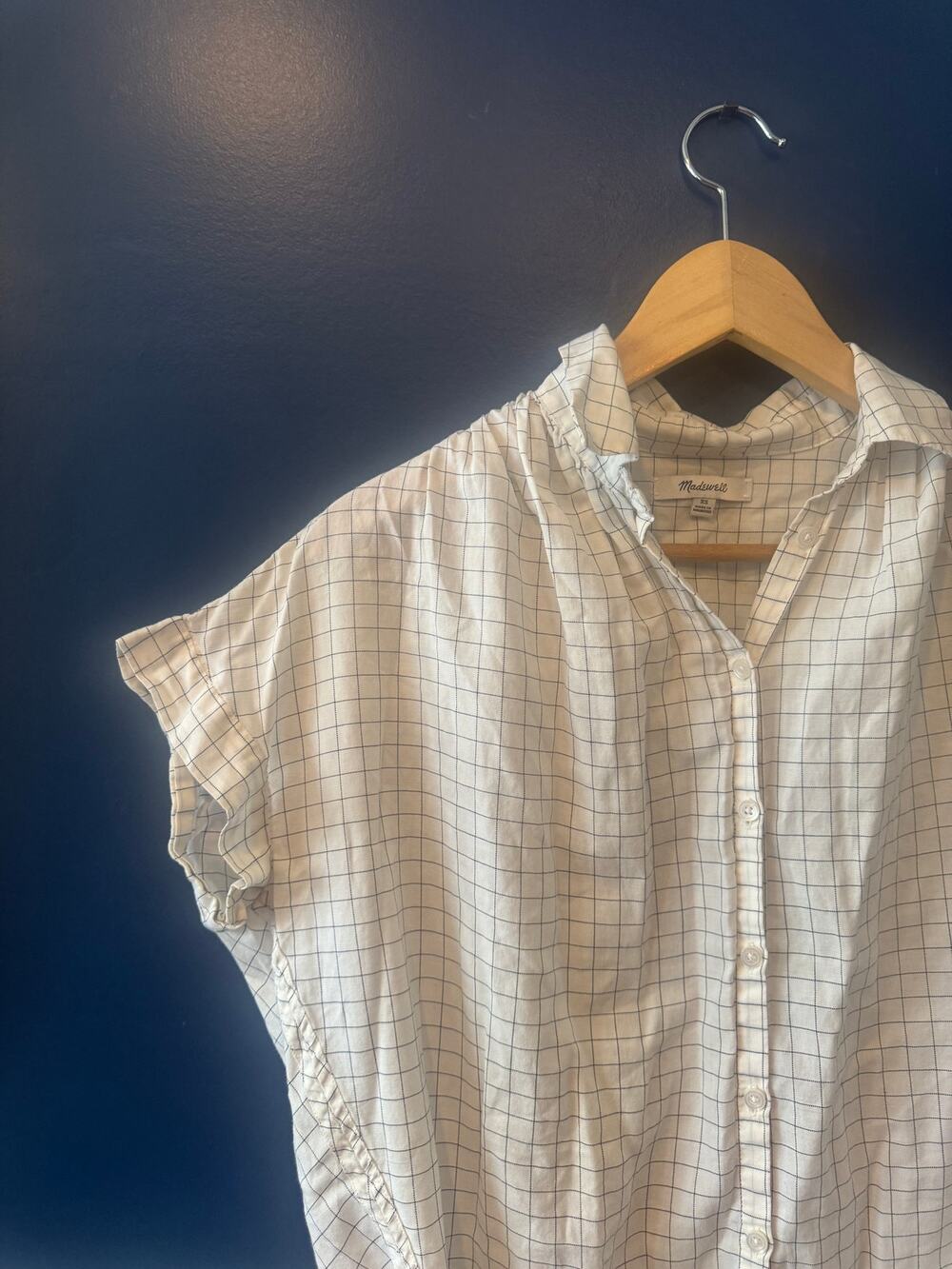 Madewell | 100% Cotton Courier Shirt in Black + White Windowpane | Size XS
